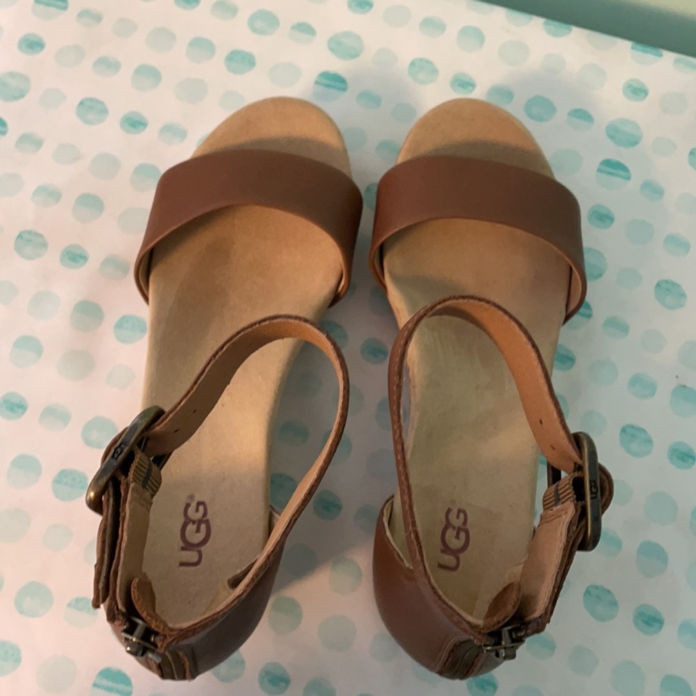 SOLD Ugg leather wedge sandals size 9 - Picture 5 of 9